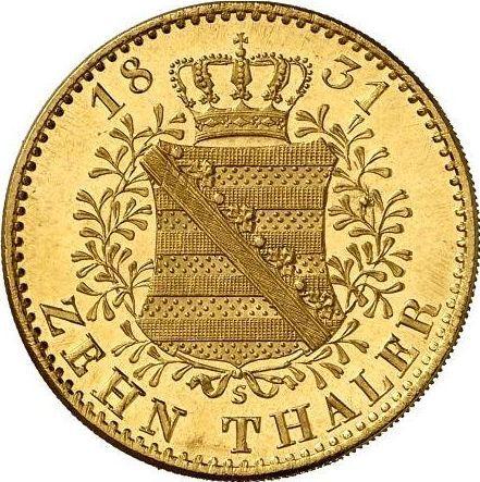Reverso 10 táleros 1831 S - valor de la moneda de oro - Sajonia, Antonio