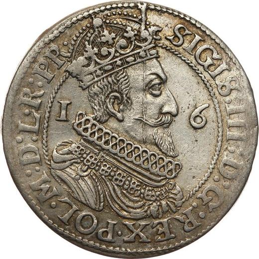 Аверс монеты - Орт (18 грошей) 1623 года "Гданьск" Двойная дата - цена серебряной монеты - Польша, Сигизмунд III Ваза
