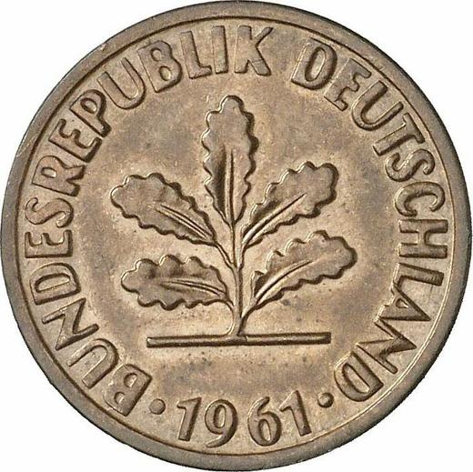 Реверс монеты - 2 пфеннига 1961 года F - цена  монеты - Германия, ФРГ