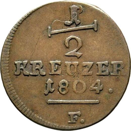 Реверс монеты - 1/2 крейцера 1804 года F - цена  монеты - Гессен-Кассель, Вильгельм II
