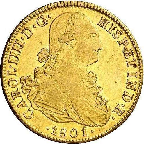Аверс монеты - 8 эскудо 1801 года Mo FT - цена золотой монеты - Мексика, Карл IV