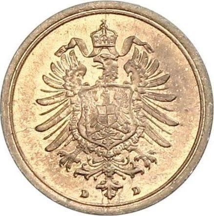 Reverso 1 Pfennig 1876 D "Tipo 1873-1889" - valor de la moneda  - Alemania, Imperio alemán