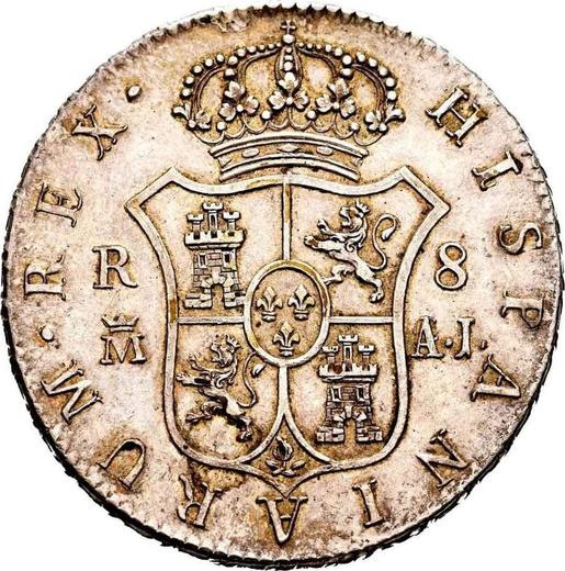 Реверс монеты - 8 реалов 1824 года M AJ - цена серебряной монеты - Испания, Фердинанд VII
