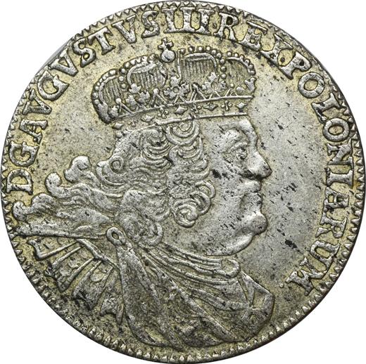 Аверс монеты - Двузлотовка (8 грошей) 1761 года EC ""8 GR"" - цена серебряной монеты - Польша, Август III