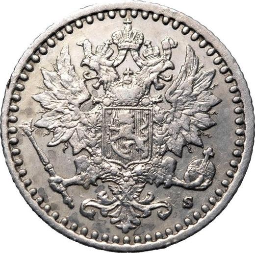 Awers monety - 25 penni 1865 S - cena srebrnej monety - Finlandia, Wielkie Księstwo