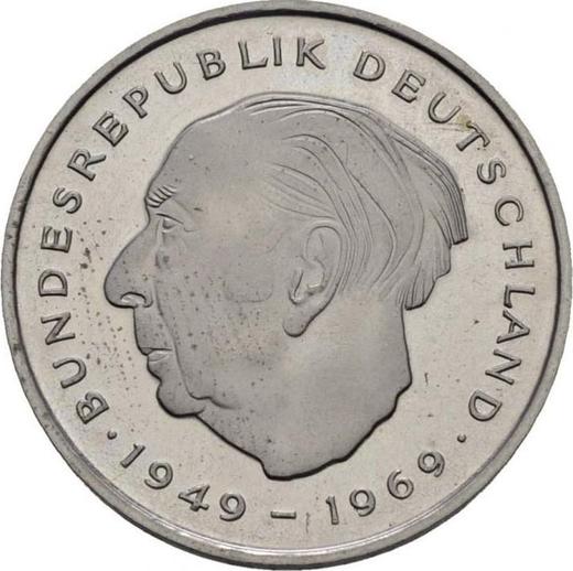 Аверс монеты - 2 марки 1971 года G "Теодор Хойс" - цена  монеты - Германия, ФРГ