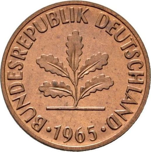 Реверс монеты - 2 пфеннига 1965 года D - цена  монеты - Германия, ФРГ