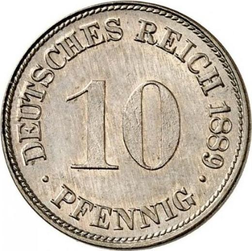 Аверс монеты - 10 пфеннигов 1889 года D "Тип 1873-1889" - цена  монеты - Германия, Германская Империя