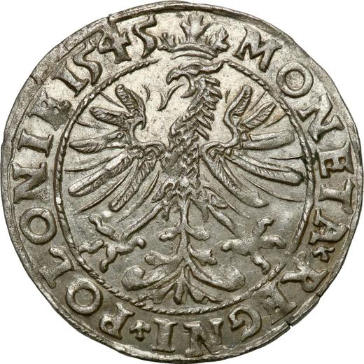 Реверс монеты - 1 грош 1545 года - цена серебряной монеты - Польша, Сигизмунд I Старый