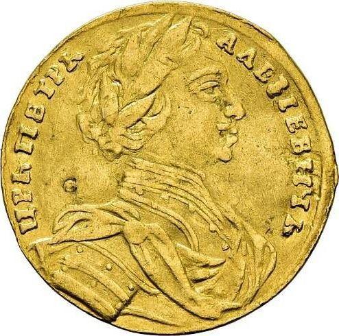 Аверс монеты - Червонец (Дукат) 1710 года L-L Голова малая - цена золотой монеты - Россия, Петр I