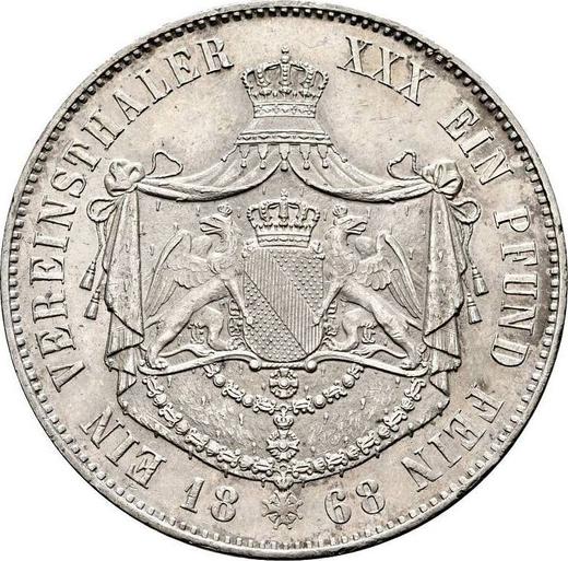 Reverso Tálero 1868 - valor de la moneda de plata - Baden, Federico I