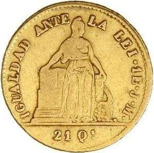 Reverso 1 escudo 1848 So JM - valor de la moneda de oro - Chile, República