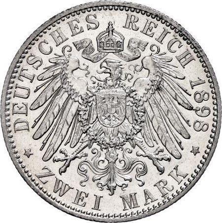 Reverso 2 marcos 1898 A "Hessen" - valor de la moneda de plata - Alemania, Imperio alemán