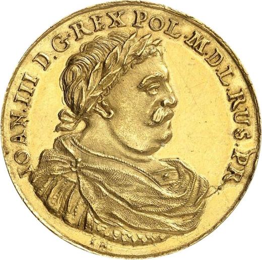 Аверс монеты - Донатив 5 дукатов без года (1674-1696) "Гданьск" - цена золотой монеты - Польша, Ян III Собеский