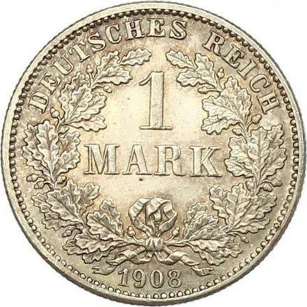 Awers monety - 1 marka 1908 G "Typ 1891-1916" - cena srebrnej monety - Niemcy, Cesarstwo Niemieckie