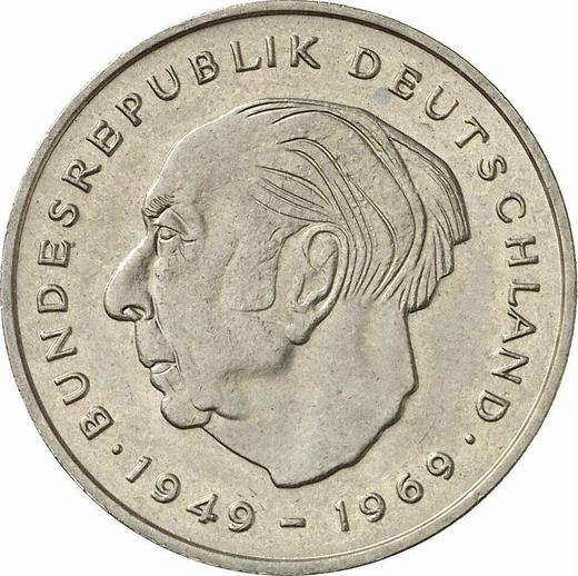 Аверс монеты - 2 марки 1973 года D "Теодор Хойс" - цена  монеты - Германия, ФРГ