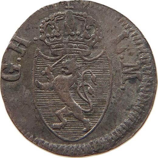 Anverso 1 Kreuzer 1809 G.H. L.M. "Tipo 1809-1819" - valor de la moneda de plata - Hesse-Darmstadt, Luis I