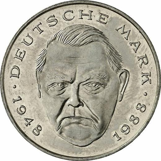 Obverse 2 Mark 1991 G "Ludwig Erhard" -  Coin Value - Germany, FRG