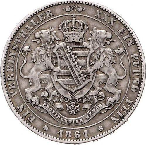 Реверс монеты - Талер 1861 года B "Тип 1861-1871" - цена серебряной монеты - Саксония-Альбертина, Иоганн