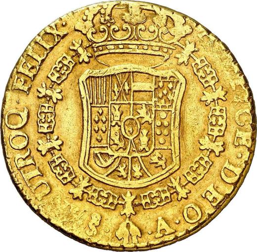 Reverso 8 escudos 1771 So A - valor de la moneda de oro - Chile, Carlos III