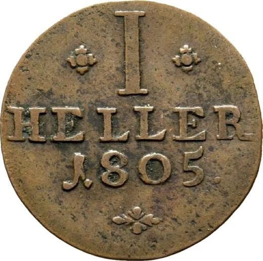 Реверс монеты - Геллер 1805 года - цена  монеты - Гессен-Кассель, Вильгельм I