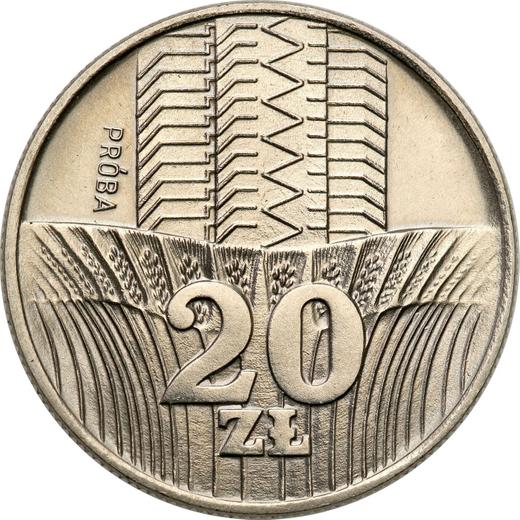 Реверс монеты - Пробные 20 злотых 1973 года MW "Небоскреб и колосья" Никель - цена  монеты - Польша, Народная Республика