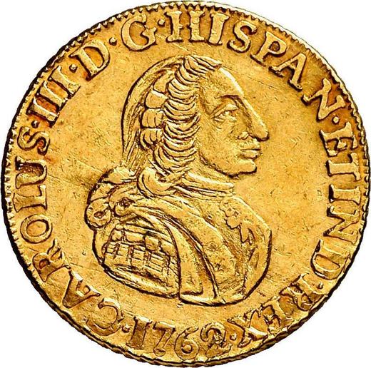 Awers monety - 2 escudo 1762 JM - cena złotej monety - Peru, Karol III