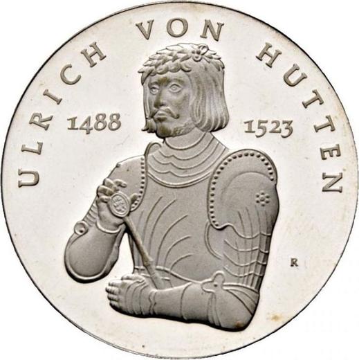 Аверс монеты - 10 марок 1988 года A "Ульрих фон Гуттен" - цена серебряной монеты - Германия, ГДР