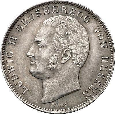 Аверс монеты - 1/2 гульдена 1838 года - цена серебряной монеты - Гессен-Дармштадт, Людвиг II