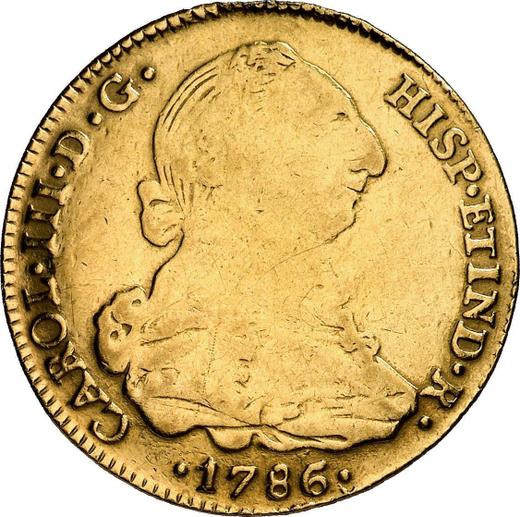 Аверс монеты - 4 эскудо 1786 года PTS PR - цена золотой монеты - Боливия, Карл III