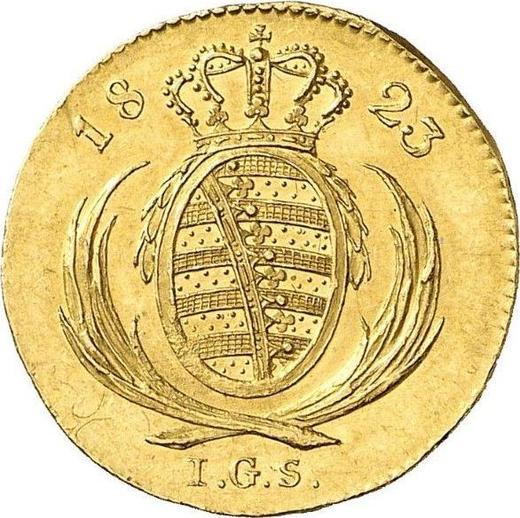 Reverso Ducado 1823 I.G.S. - valor de la moneda de oro - Sajonia, Federico Augusto I