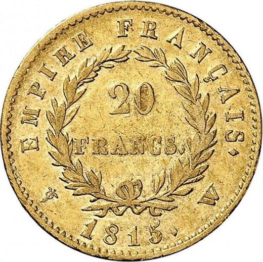 Reverso 20 francos 1815 W Lila - valor de la moneda de oro - Francia, Napoleón I Bonaparte