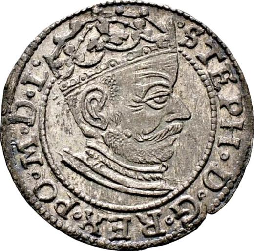 Аверс монеты - 1 грош 1581 года "Рига" Герб Риги - цена серебряной монеты - Польша, Стефан Баторий