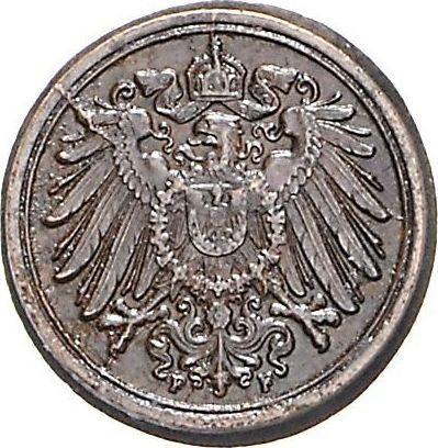 Аверс монеты - 1 пфенниг 1890-1916 года J "Тип 1890-1916" Инкузный брак - цена  монеты - Германия, Германская Империя