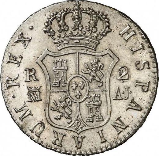 Reverso 2 reales 1823 M AJ - valor de la moneda de plata - España, Fernando VII