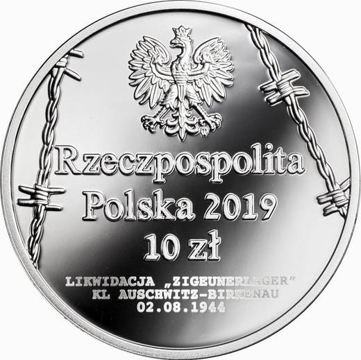 Avers 10 Zlotych 2019 "Genozid an den Sinti und Roma" - Silbermünze Wert - Polen, III Republik Polen nach Stückelung
