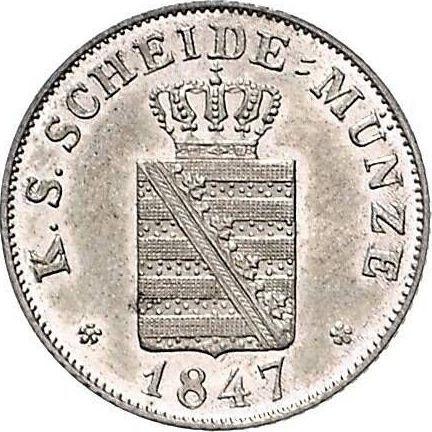 Аверс монеты - 2 новых гроша 1847 года F - цена серебряной монеты - Саксония-Альбертина, Фридрих Август II