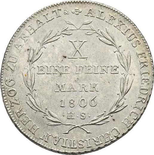 Реверс монеты - Талер 1806 года HS - цена серебряной монеты - Ангальт-Бернбург, Алексиус Фридрих Кристиан