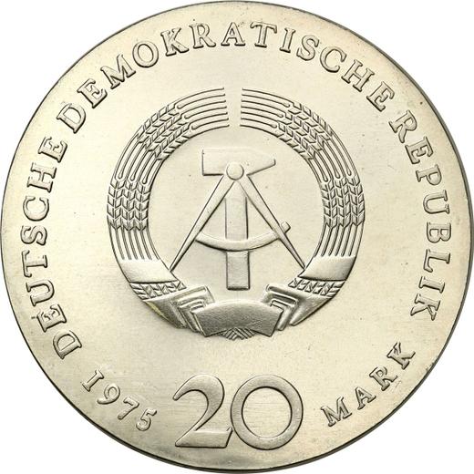 Reverso 20 marcos 1975 "Johann Sebastian Bach" - valor de la moneda de plata - Alemania, República Democrática Alemana (RDA)