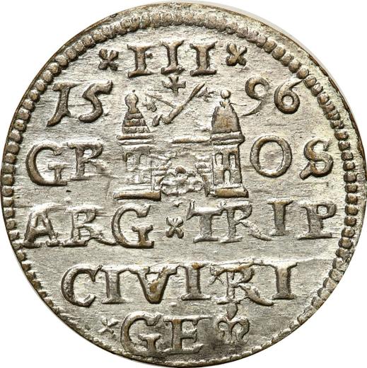 Rewers monety - Trojak 1596 "Ryga" - cena srebrnej monety - Polska, Zygmunt III