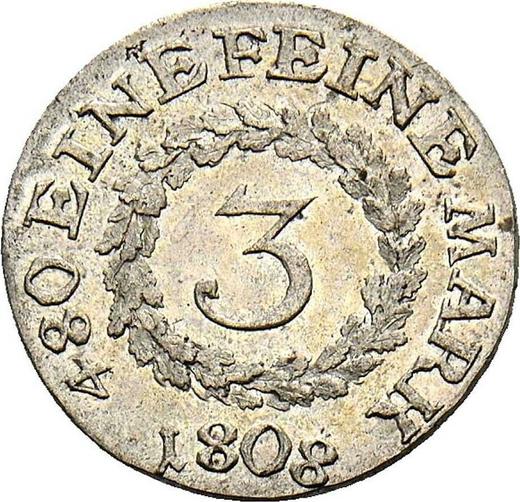 Реверс монеты - 3 крейцера 1808 года - цена серебряной монеты - Саксен-Мейнинген, Бернгард II