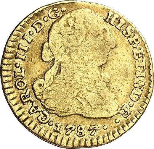 Аверс монеты - 1 эскудо 1787 года NR JJ - цена золотой монеты - Колумбия, Карл III