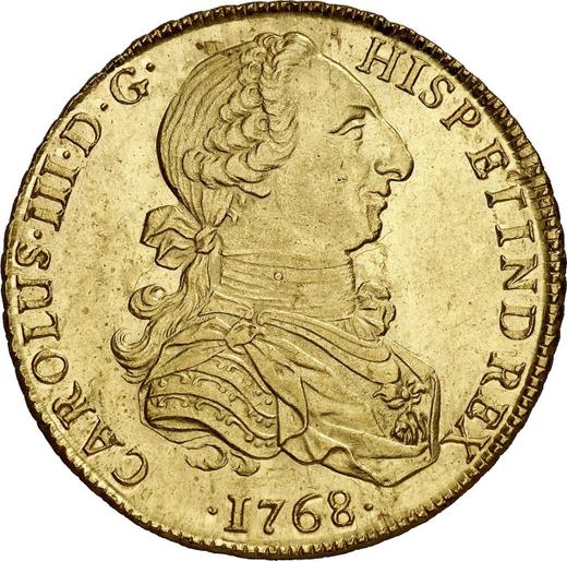 Аверс монеты - 8 эскудо 1768 года LM JM - цена золотой монеты - Перу, Карл III