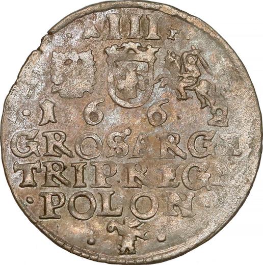 Reverse 3 Groszy (Trojak) 1662 AT - Poland, John II Casimir