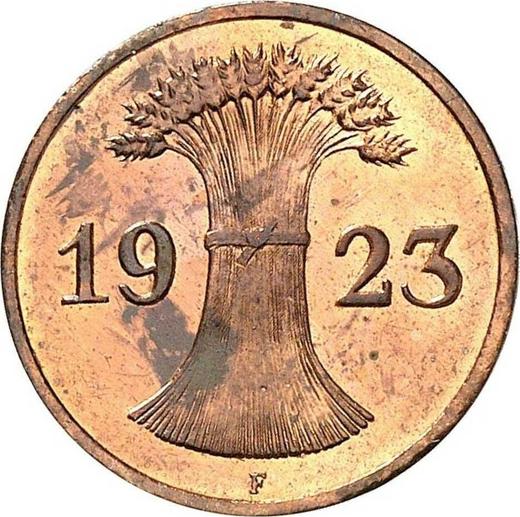 Реверс монеты - 1 рентенпфенниг 1923 года F - цена  монеты - Германия, Bеймарская республика
