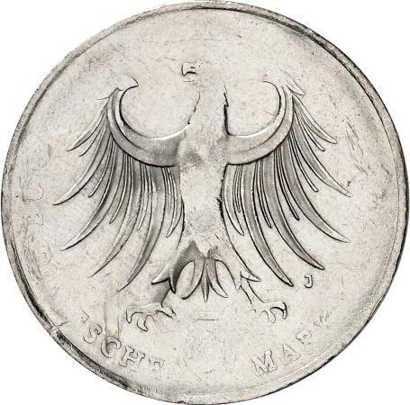 Reverso 5 marcos 1984 J "Mendelssohn" Disco estrecho - valor de la moneda  - Alemania, RFA