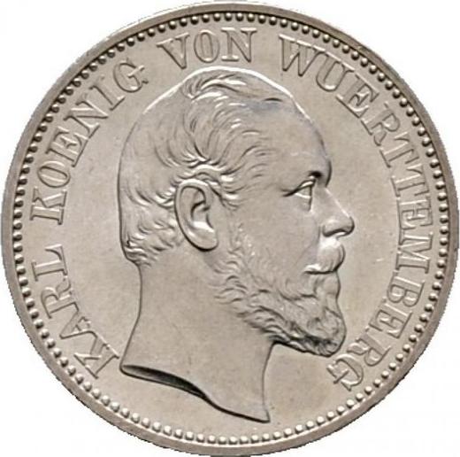 Awers monety - 1/2 guldena 1871 - cena srebrnej monety - Wirtembergia, Karol I