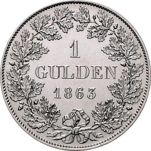 Реверс монеты - 1 гульден 1863 года - цена серебряной монеты - Бавария, Максимилиан II