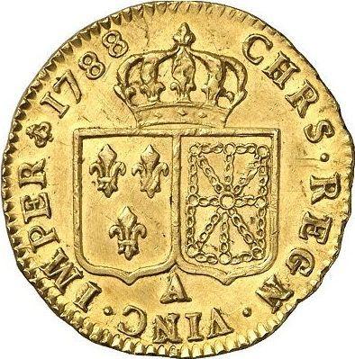 Реверс монеты - Луидор 1788 года A Париж - цена золотой монеты - Франция, Людовик XVI