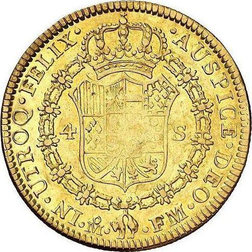 Реверс монеты - 4 эскудо 1793 года Mo FM - цена золотой монеты - Мексика, Карл IV